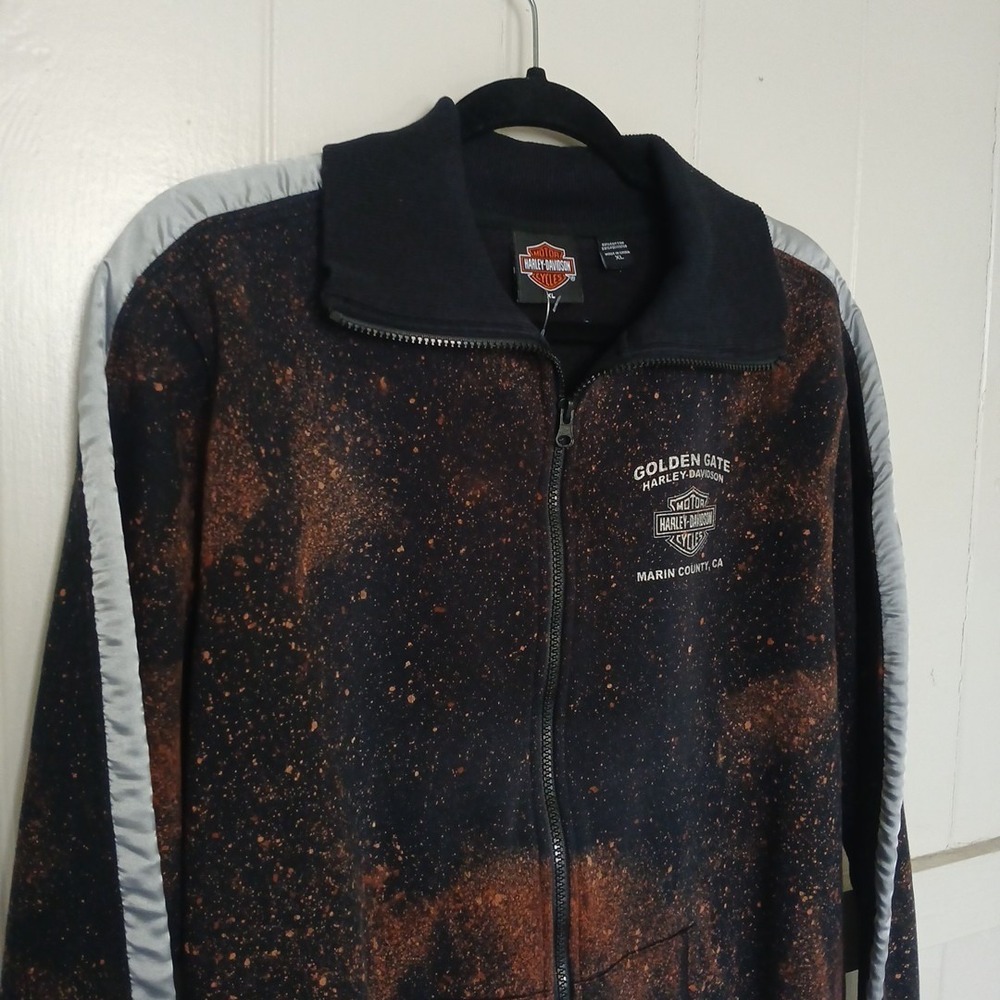 Harley-Davidson Jacket Satin Inset Soft Shell Women's XL Black Bleach Dye Marin - Picture 4 of 12